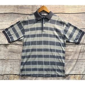 Vintage Haley Sport Blue and Gray Plaid Polo Shirt Size Medium